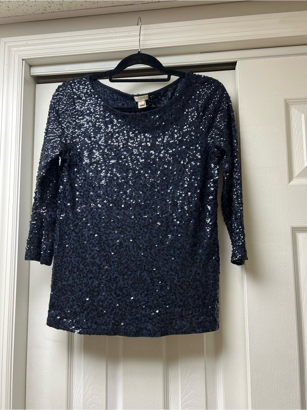 J. Crew Navy Sequin Embellished Women’s Top
